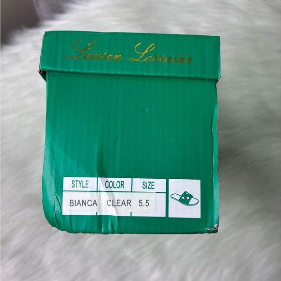 NIB Lauren Lorraine Bianca Clear Embellished Sparkle Slide Sandals - Picture 6 of 8